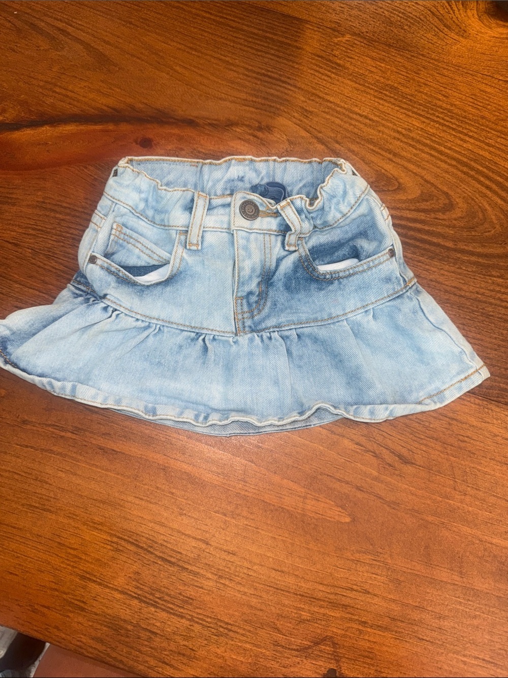 Light Wash Denim Ruffle Skirt for Kids